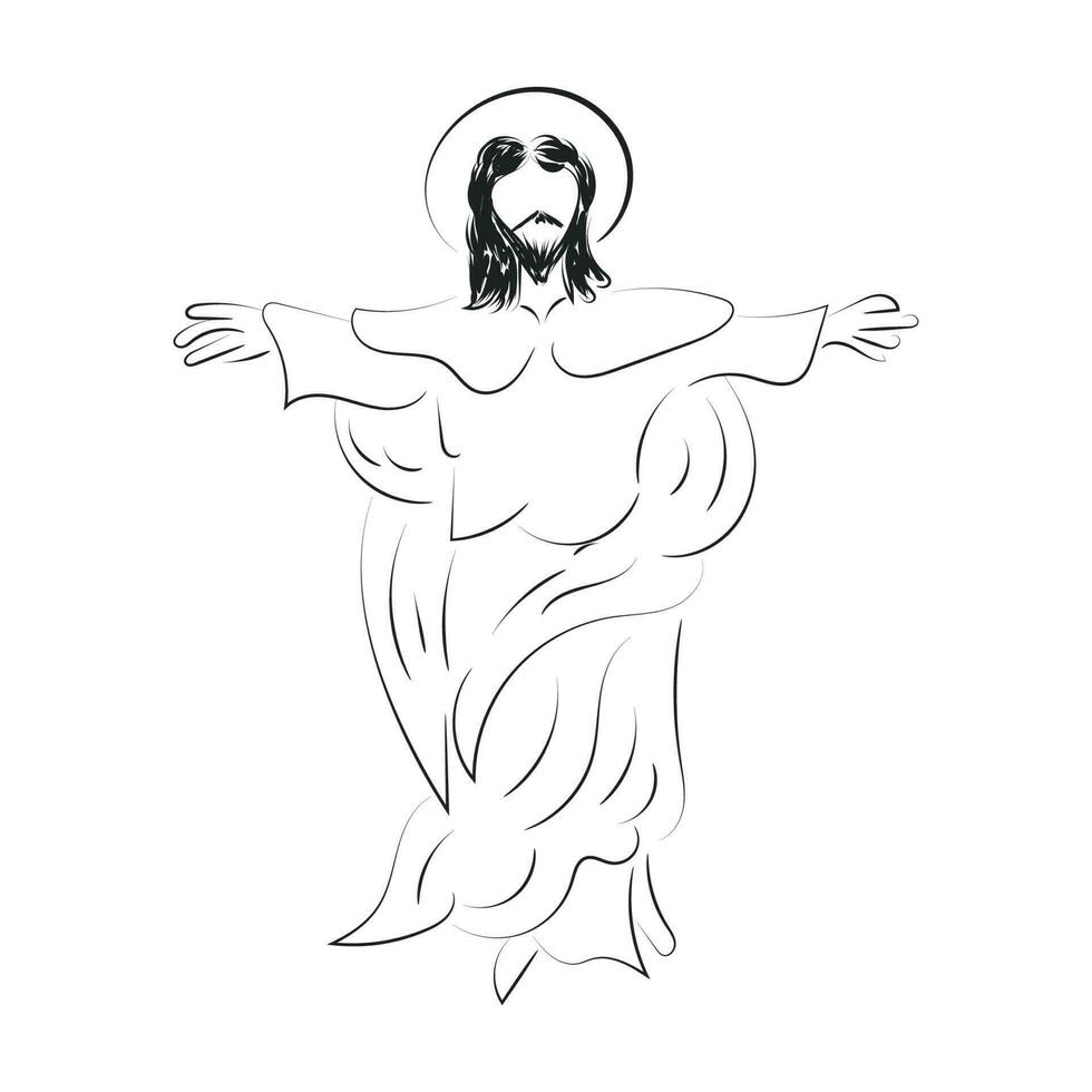 contento ascensión día diseño con Jesús Cristo en cielo vector