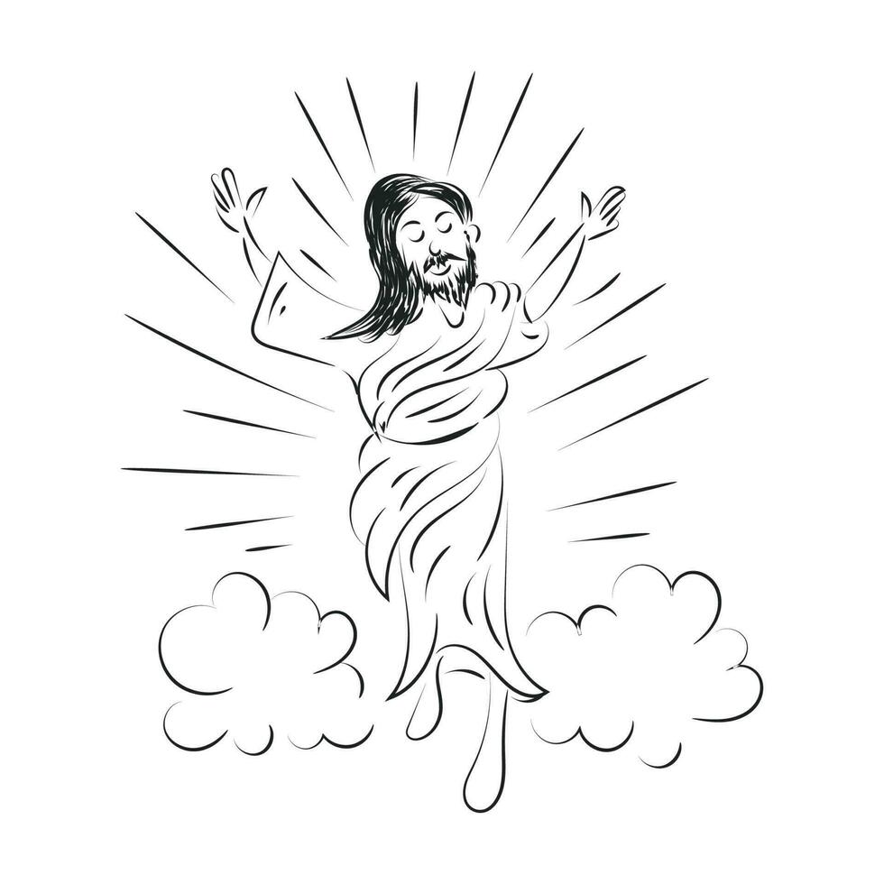 contento ascensión día diseño con Jesús Cristo en cielo vector