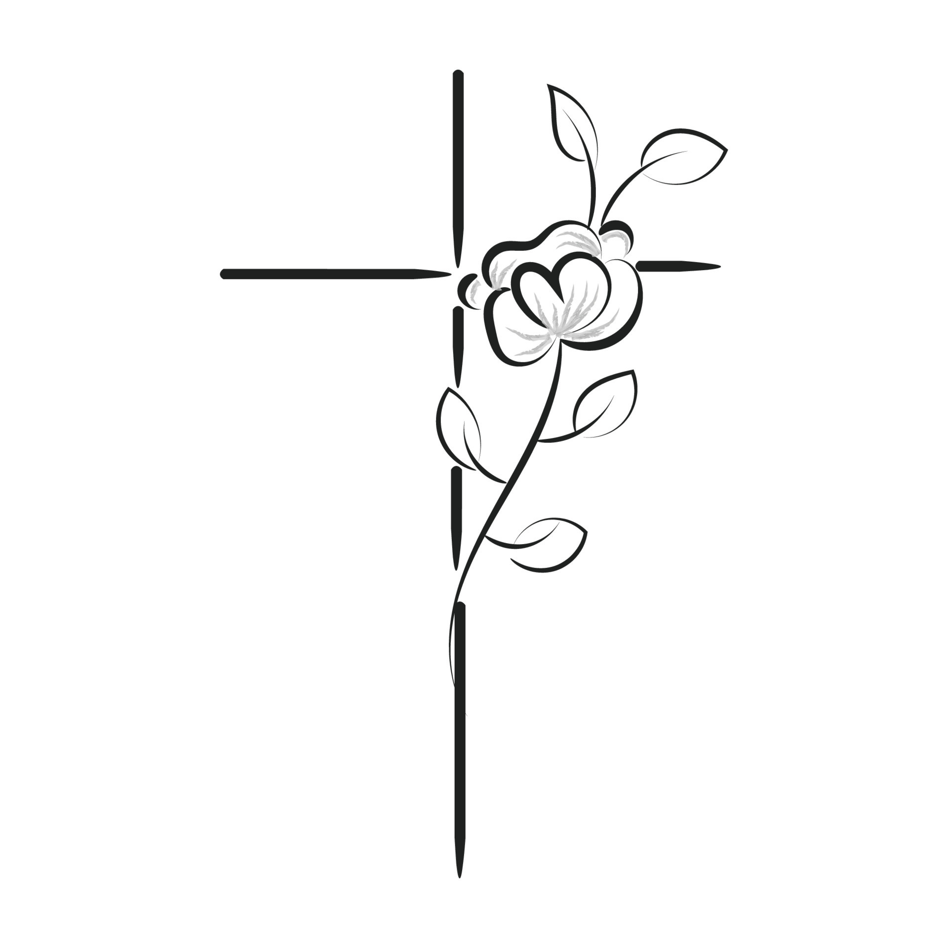 Holy Cross with Floral design for print or use as card, flyer, Tattoo