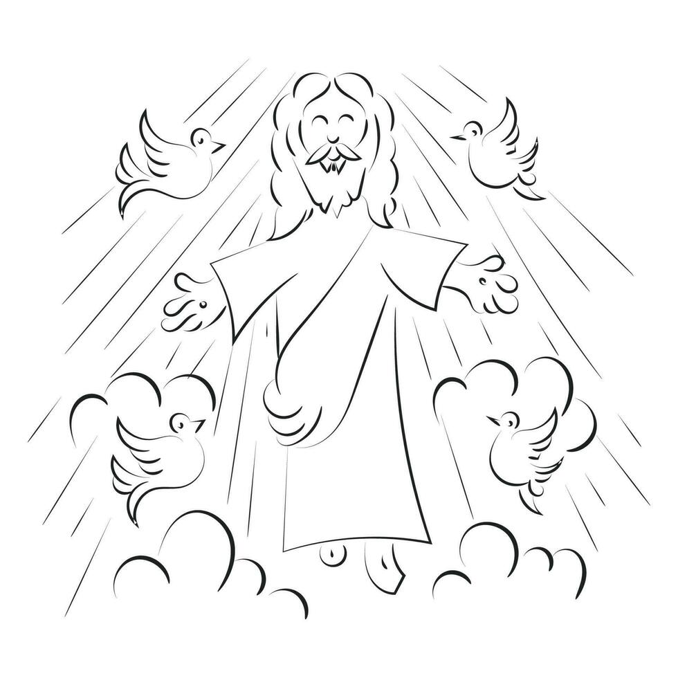 contento ascensión día diseño con Jesús Cristo en cielo vector