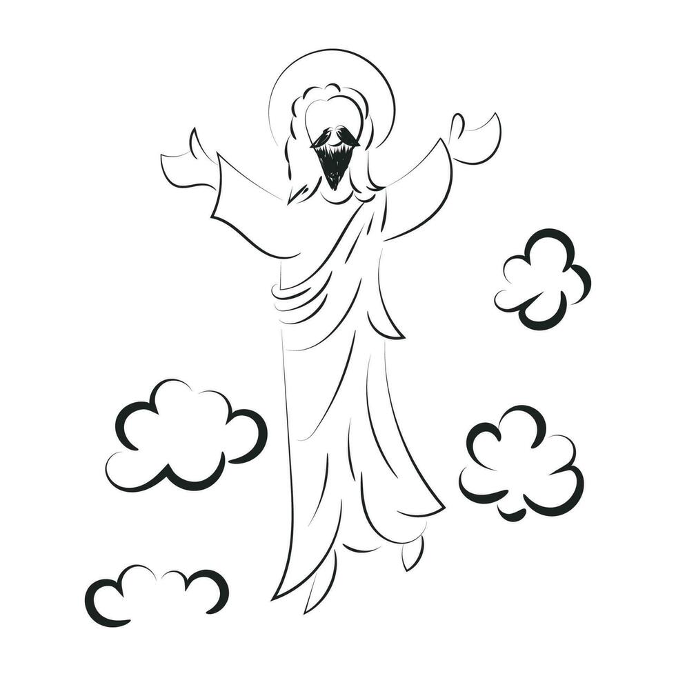 contento ascensión día diseño con Jesús Cristo en cielo vector