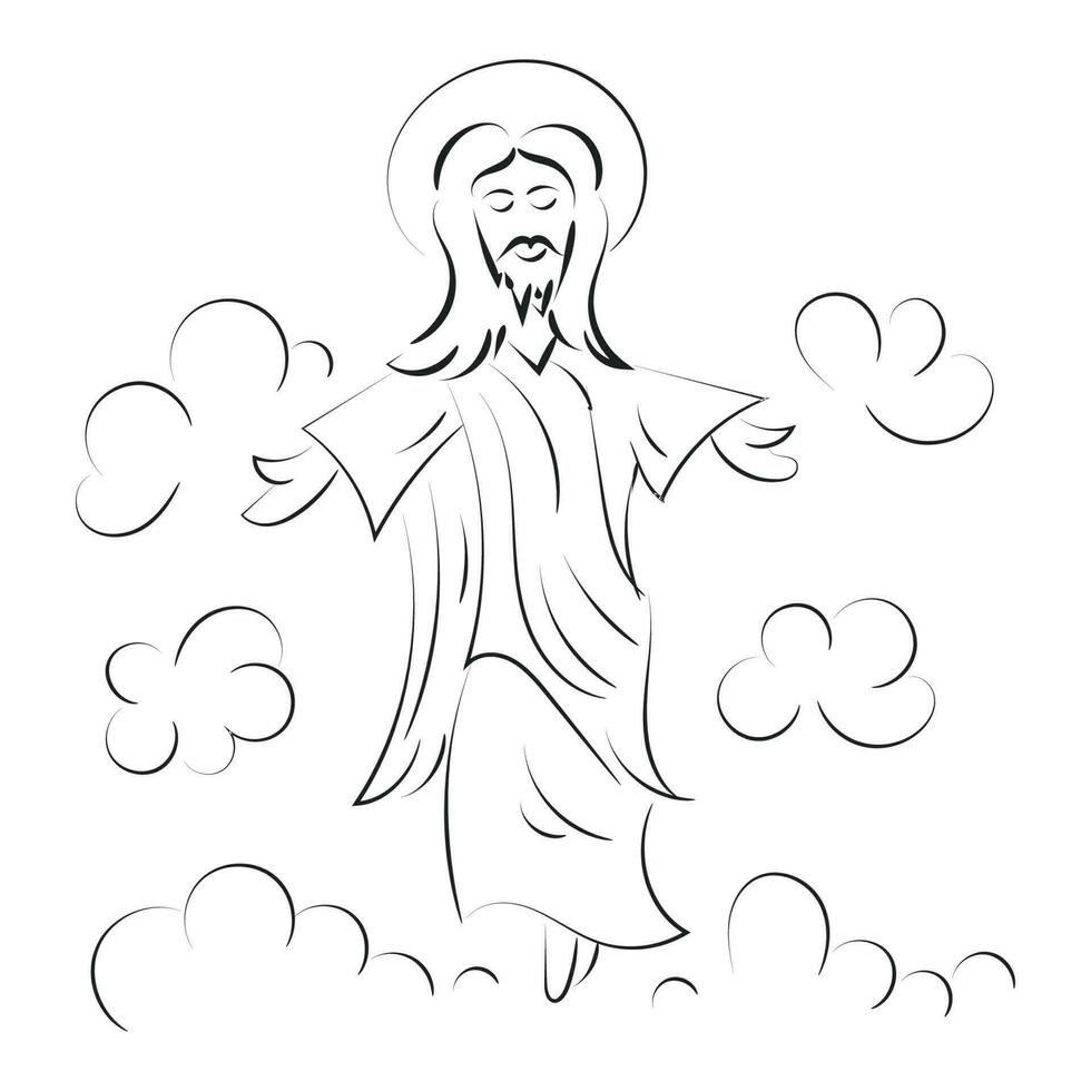 Happy Ascension Day Design with Jesus Christ In Heaven vector