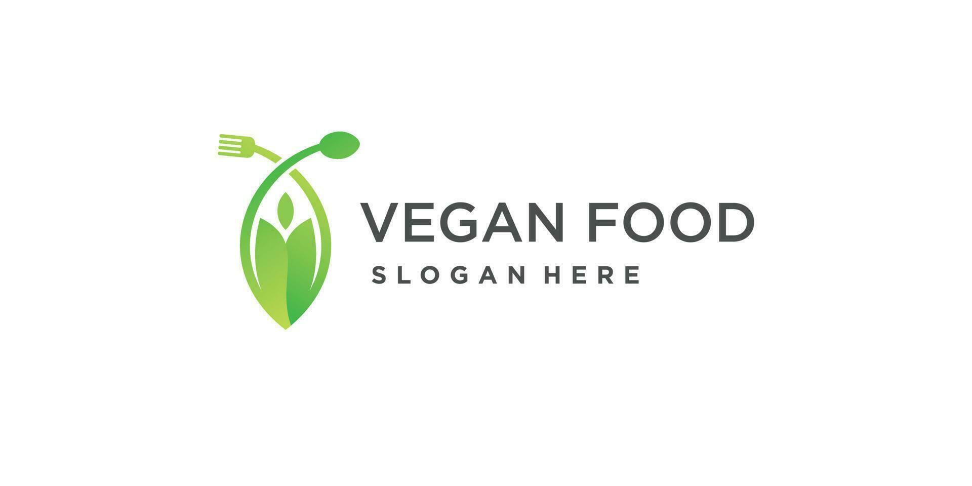 Vegan food logo vector design with modern style