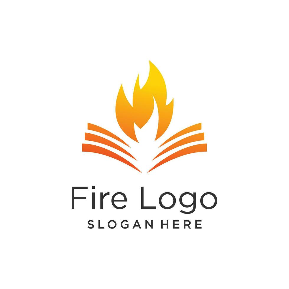 Fire book logo design idea with modern creative idea vector