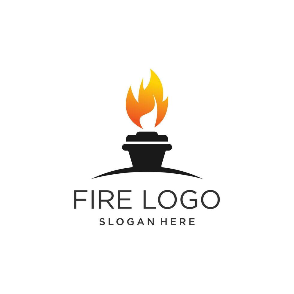 Fire torch logo design idea with modern creative idea vector