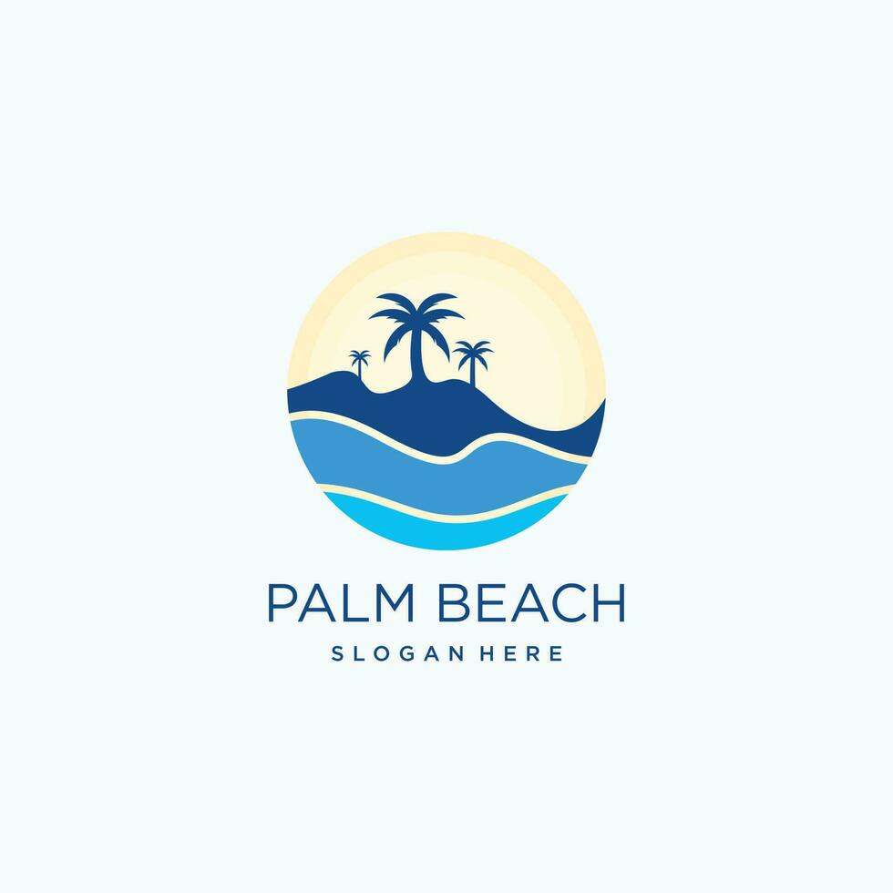 Palm beach logo vector design with modern style