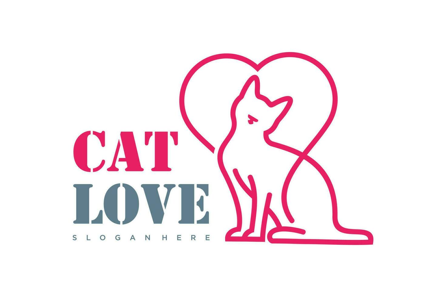 gato amor logo.cat logotipo mascota tienda logo concepto. mascota cuidado logo concepto. mascota vector ilustración