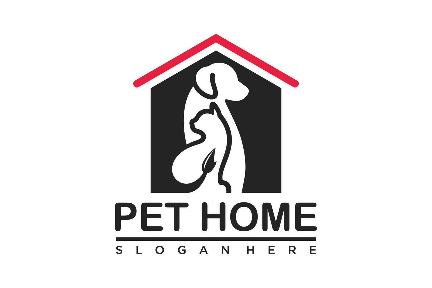 dog cat pet house home logo vector icon illustration