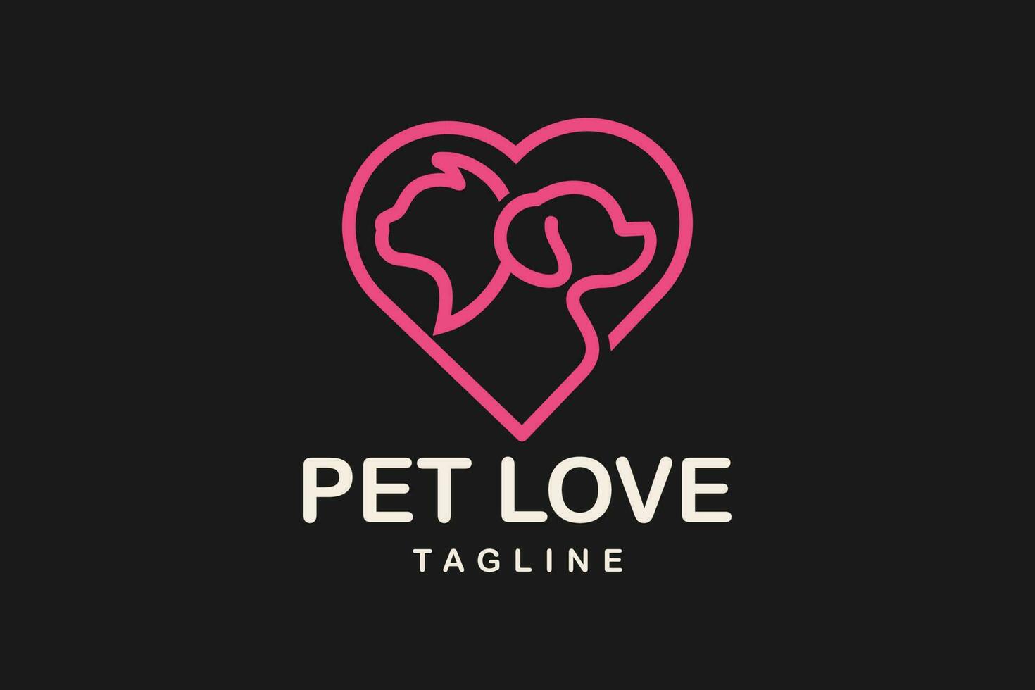 gato y perro amor logo.cat logotipo mascota tienda logo concepto.mascota cuidado logo concepto. vector