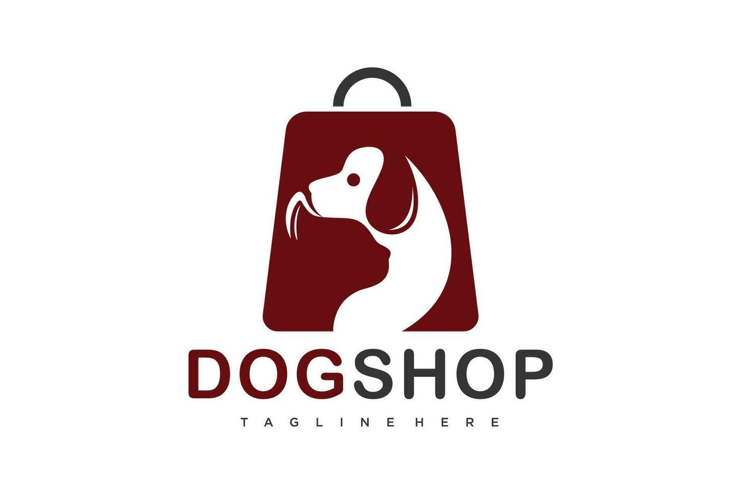 cat and dog shop logo design. logos can be used for pet care,clinic and veterinary.bag vector