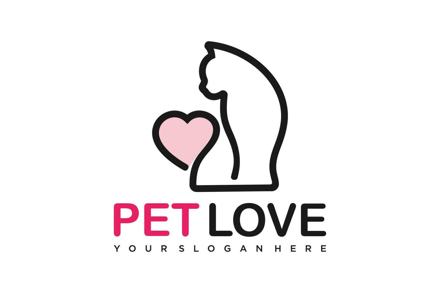 Cat love Logo.Cat logotype. Pet shop logo concept. Pet care logo concept. Pet vector illustration