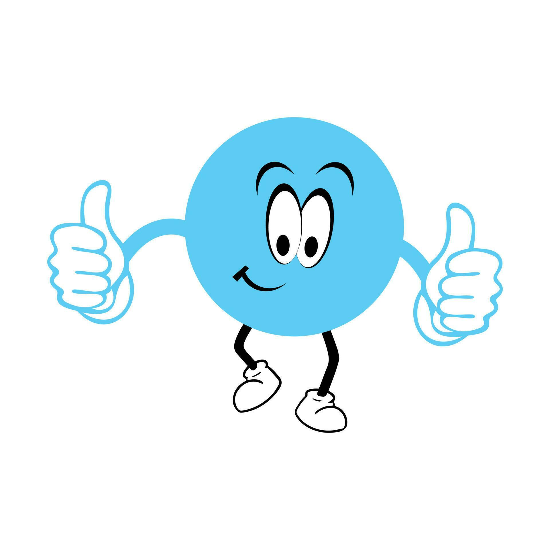 success illustration. Thumbs up face. Happy face. Smiling face. Cartoon