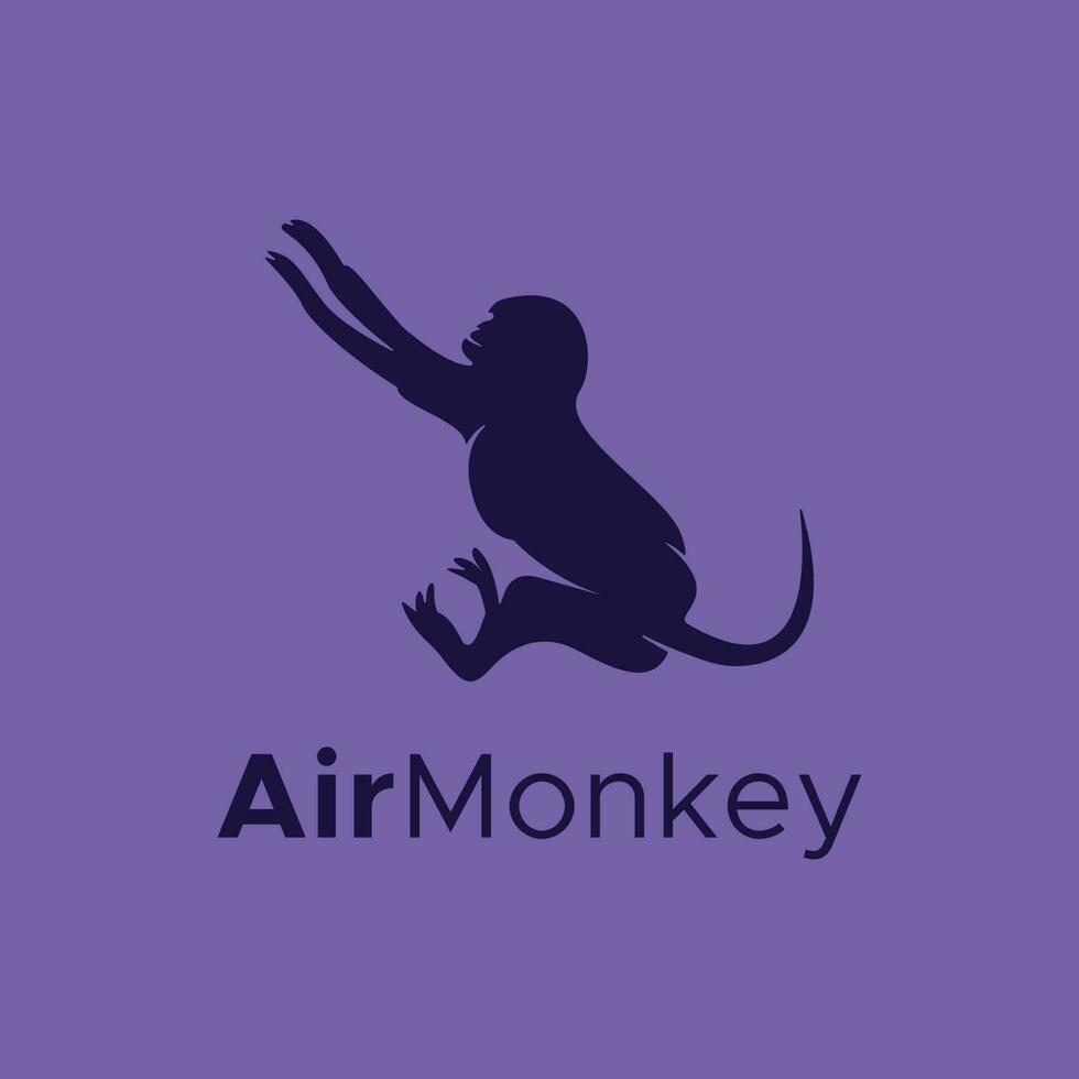 Air Monkey logo design. Monkey jumping in the air . vector