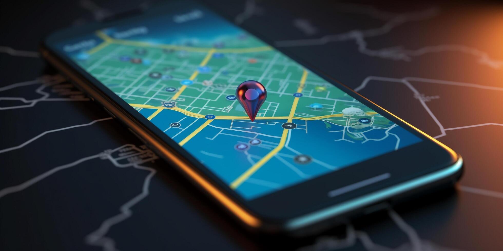GPS navigation on the smartphone screen with . photo