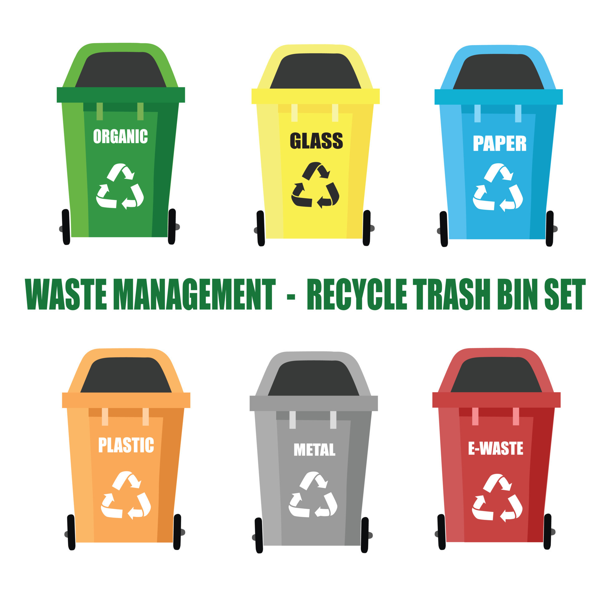 basura compartimiento vector conjunto aislado en blanco antecedentes