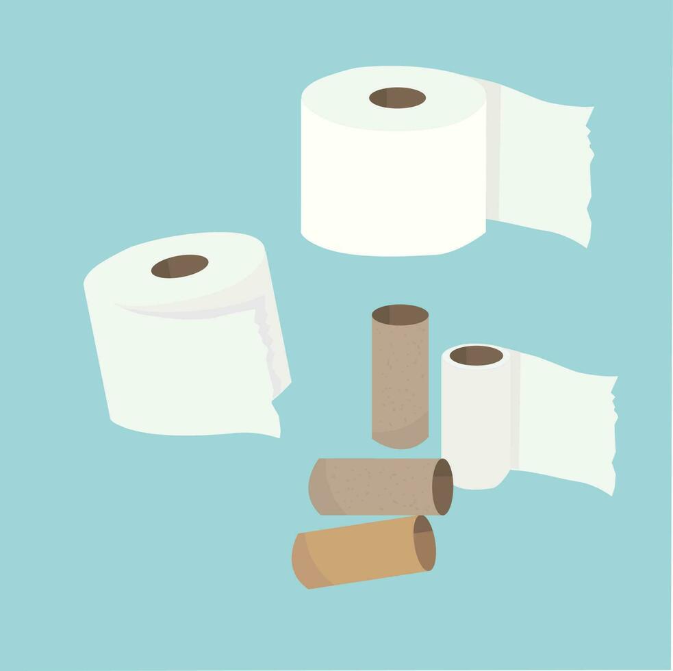 Toilet paper vector set. Toilet paper flat vector. Cartoon style.