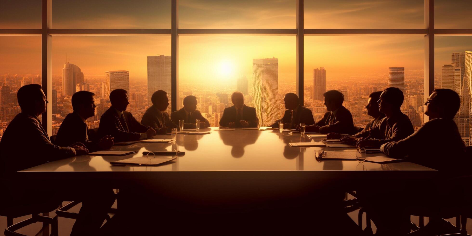 The business people are meeting in the conference room with . photo