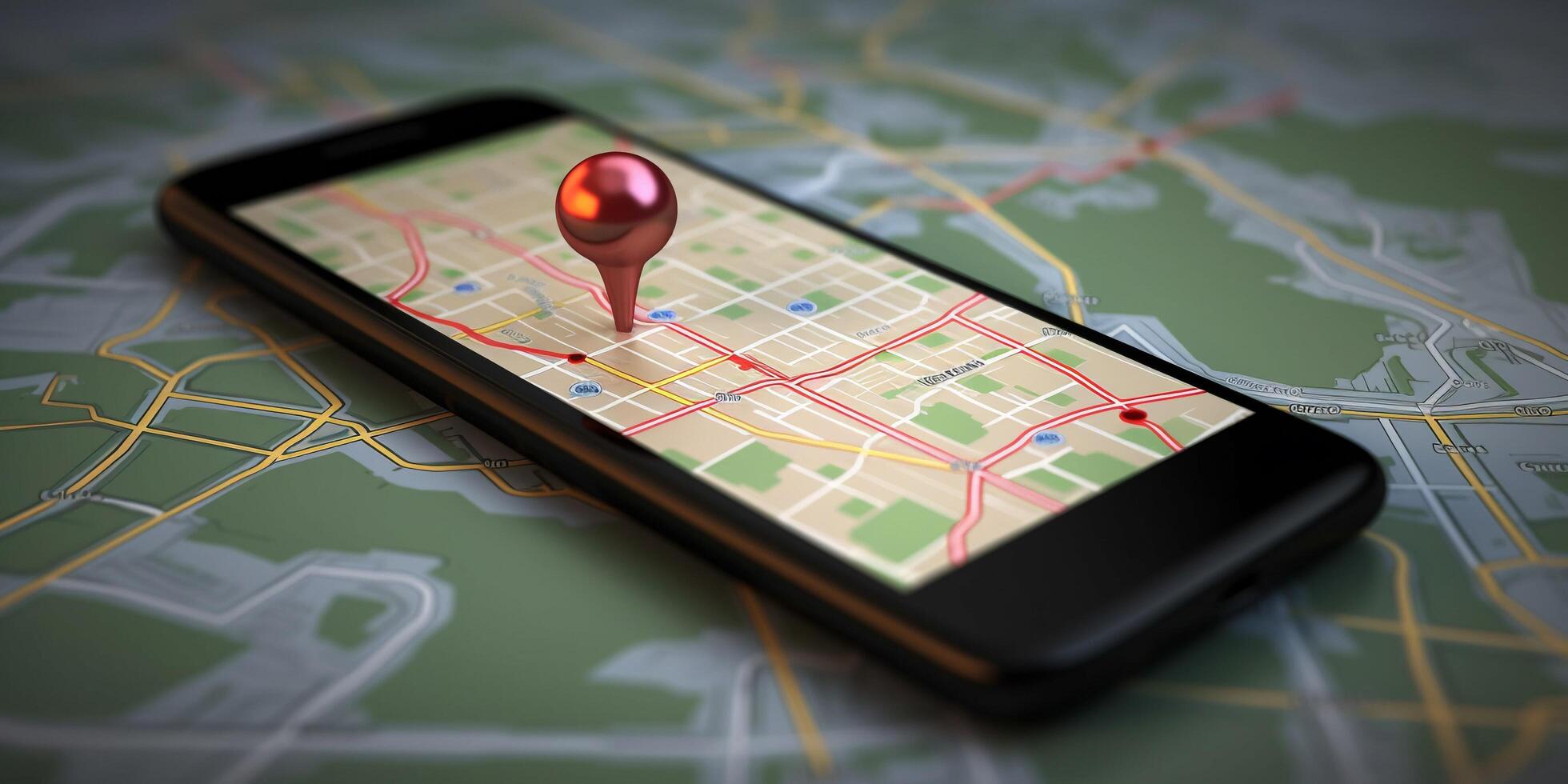 GPS navigation on the smartphone screen with . photo