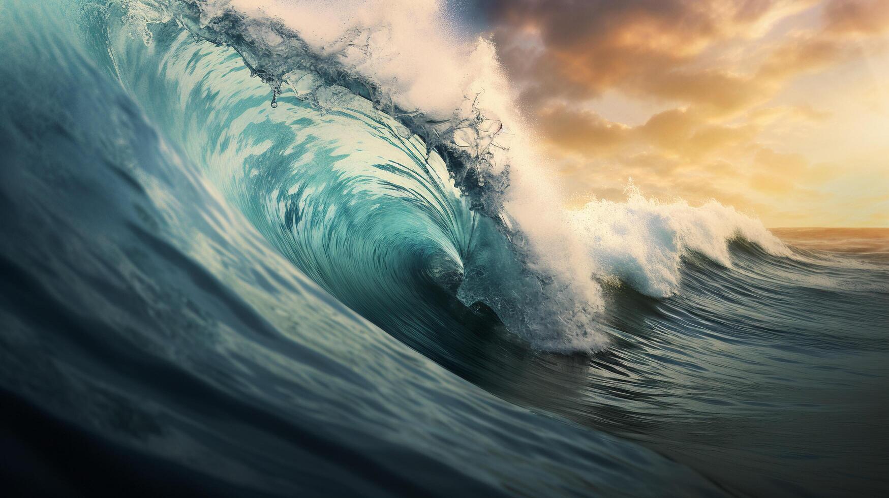 Surfing ocean wave with . photo