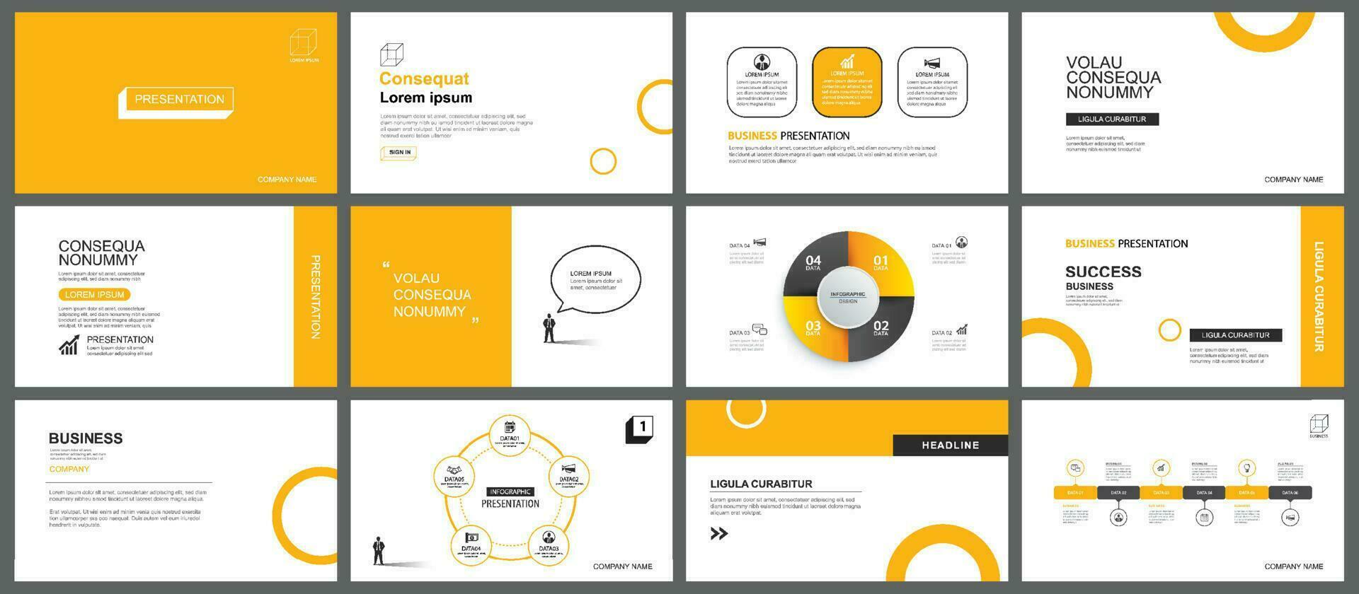 Presentation and slide layout template. Design yellow theme in background. Use for business annual report, flyer, marketing, leaflet, advertising, brochure, modern style. vector