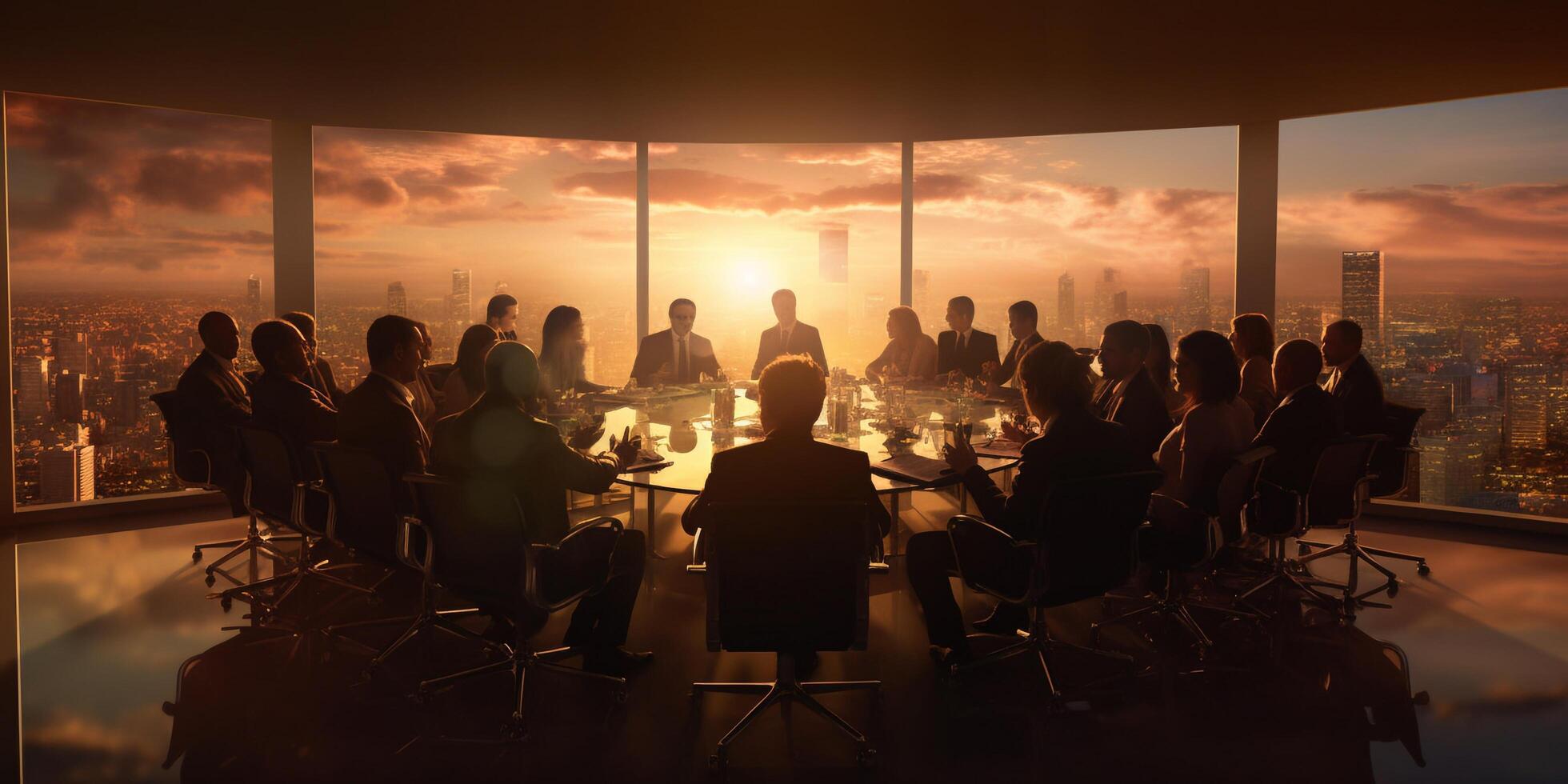 The business people are meeting in the conference room with . photo