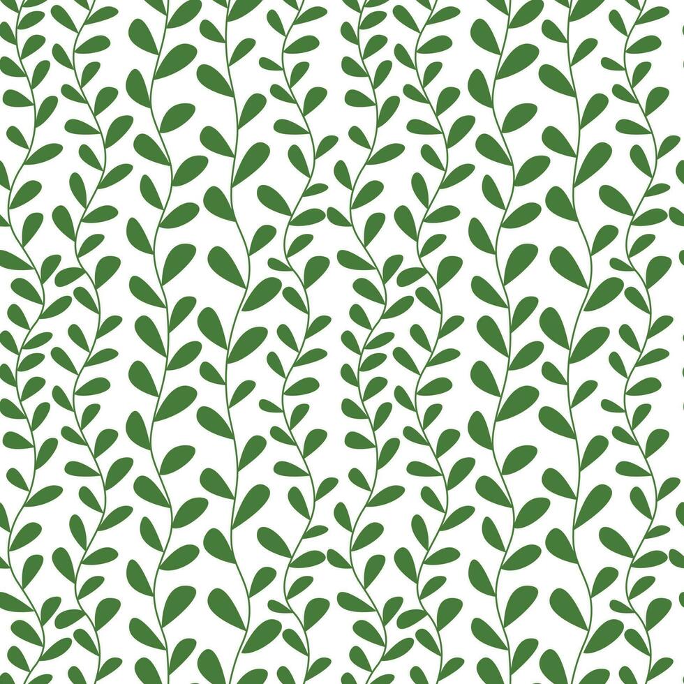 Vector vectical leaves seamless pattern. Green leaf plant seamless pattern