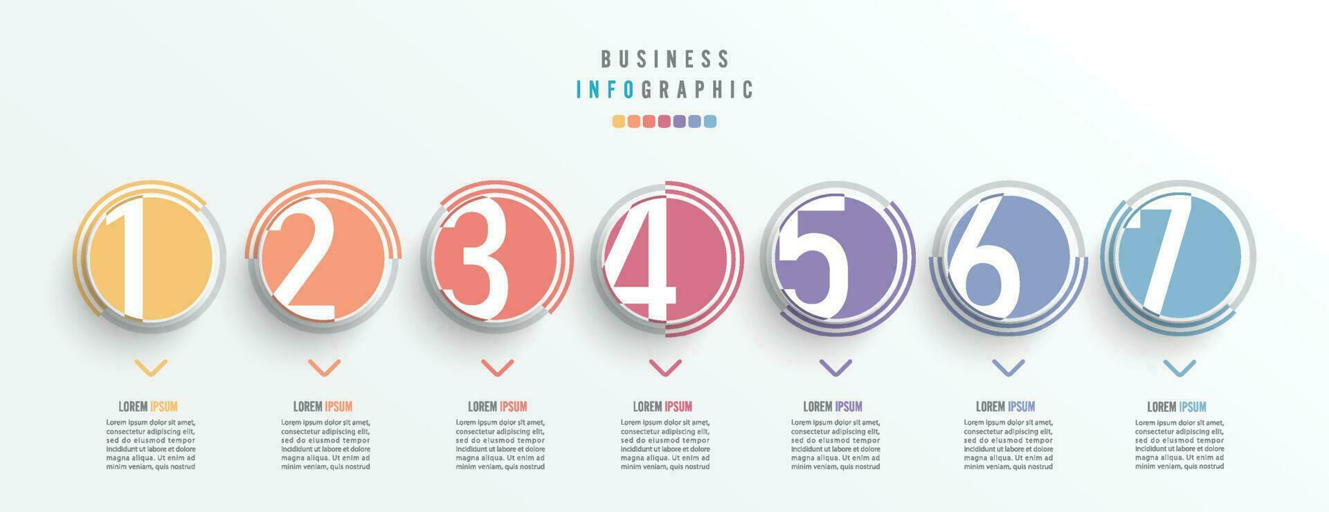 negocio infografía elemento con 7 7 opciones, pasos, número vector modelo diseño