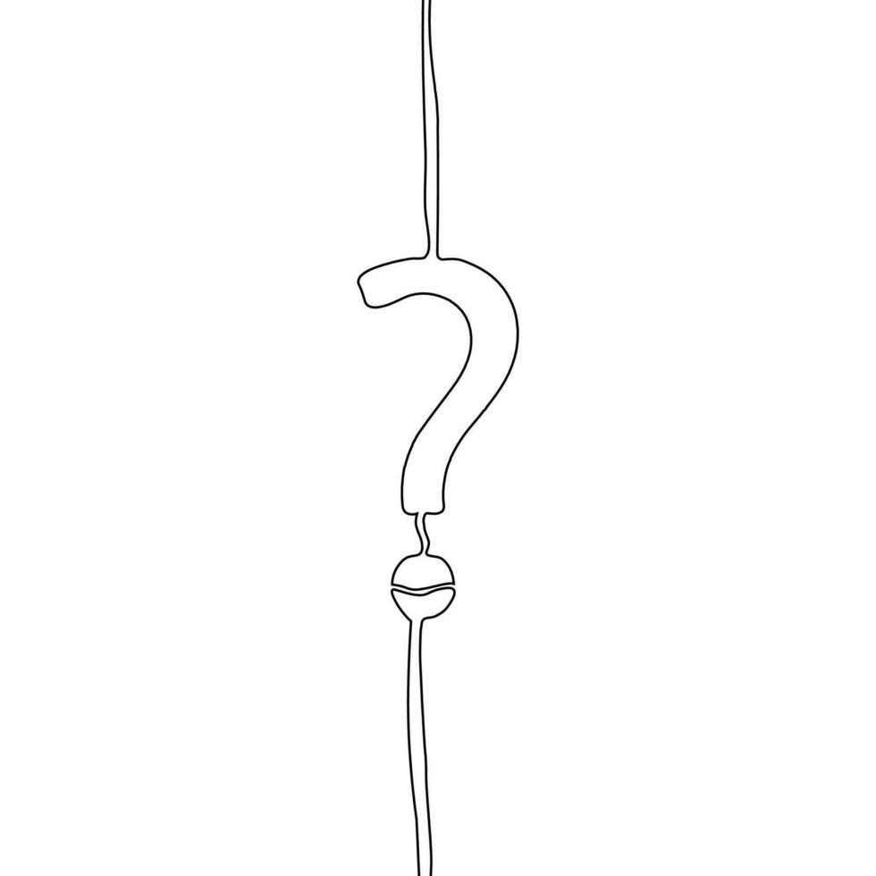 one line continuous hand drawn question mark in white background simple design outline simple vector