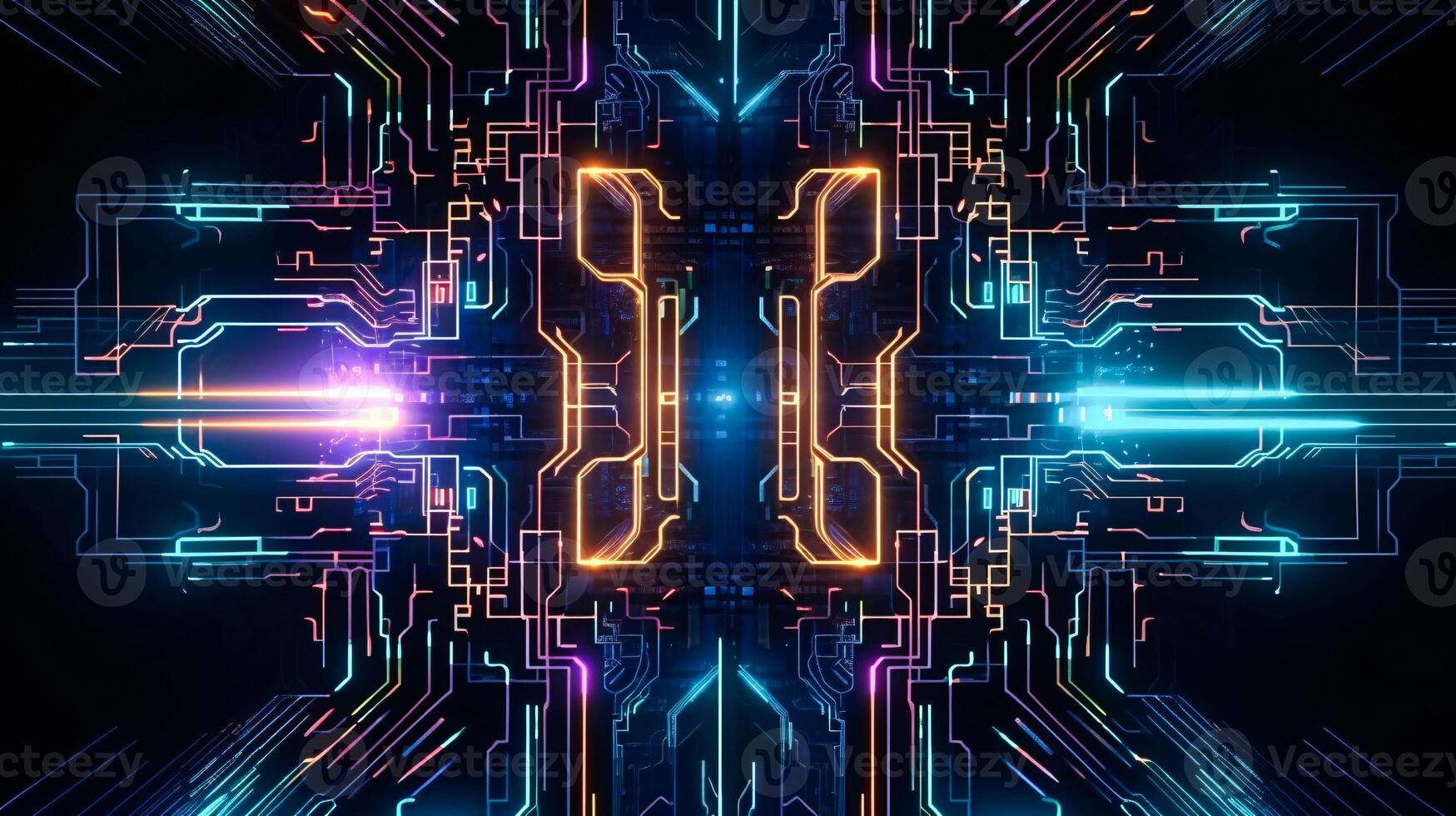 High tech electronic glowing circuit board texture, digital background, photo