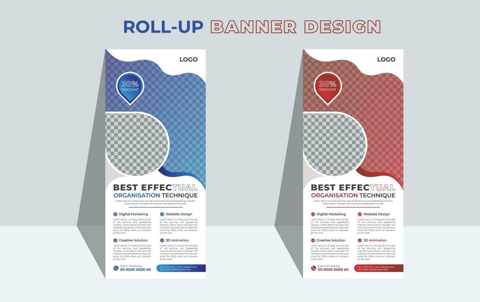 Modern Corporate Roll Up Banner Design or X banner Stand Template. Professional business pull up display exhibition standee banner. vector