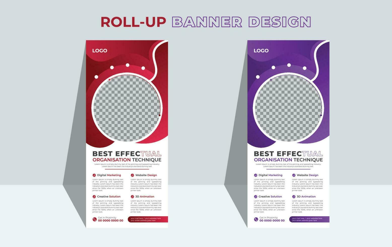 Modern Corporate Roll Up Banner Design or X banner Stand Template. Professional business pull up display exhibition standee banner. vector