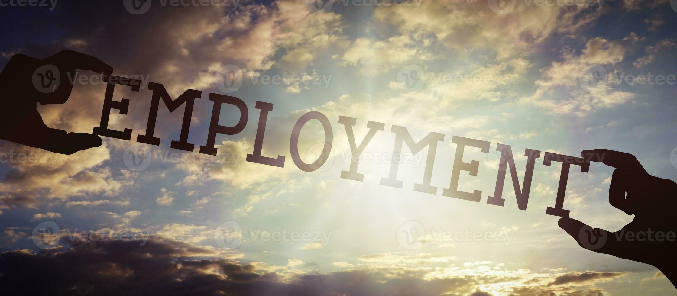 Employment Human Hands Holding Black Silhouette Word 23847970 Stock