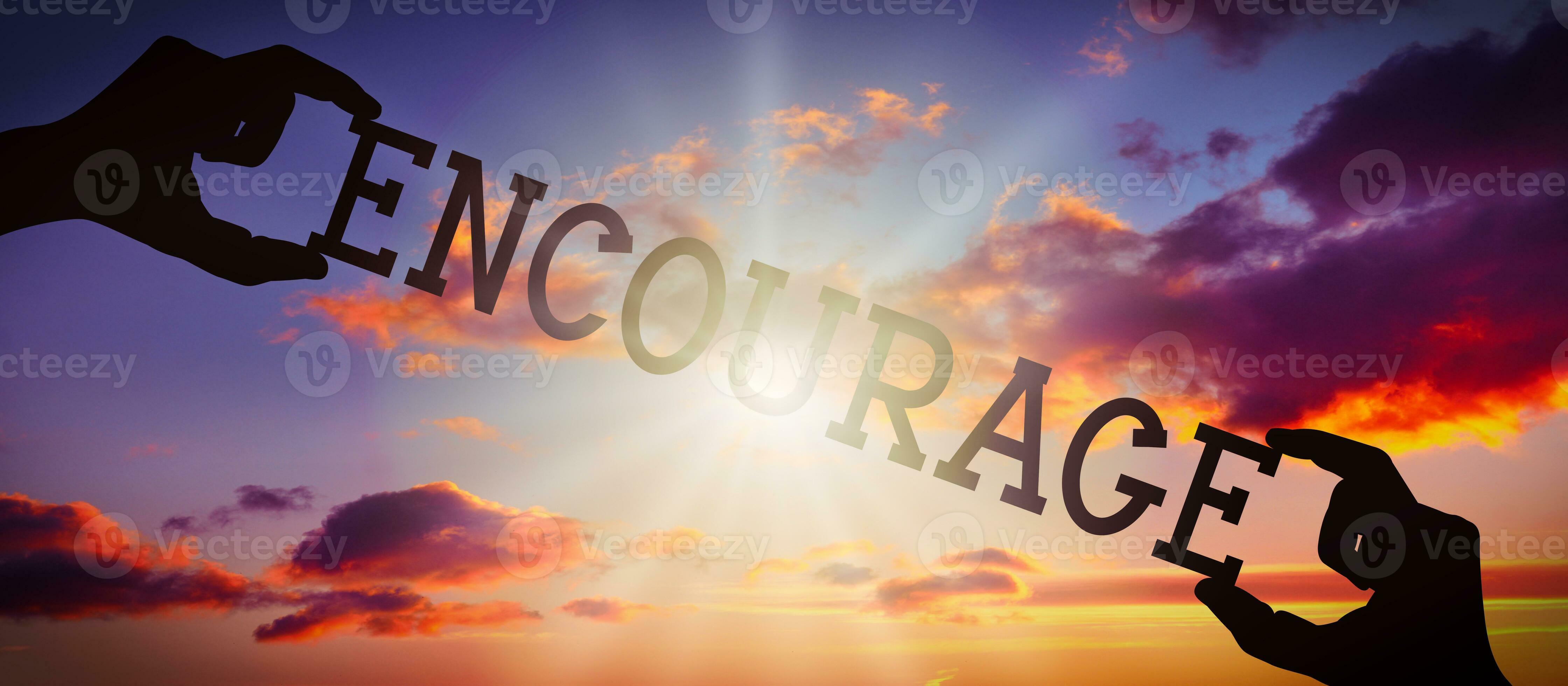 Encourage Human Hands Holding Black Silhouette Word 23848030 Stock