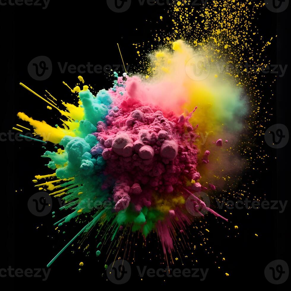 Colorful powder explosion in the air, photo
