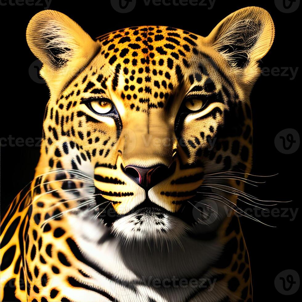 Face of a Leopard with a dark background. photo