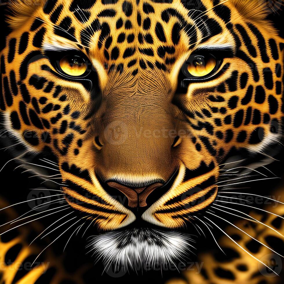Face of a Leopard with a dark background. photo