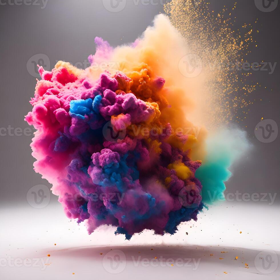 Colorful powder explosion in the air, photo