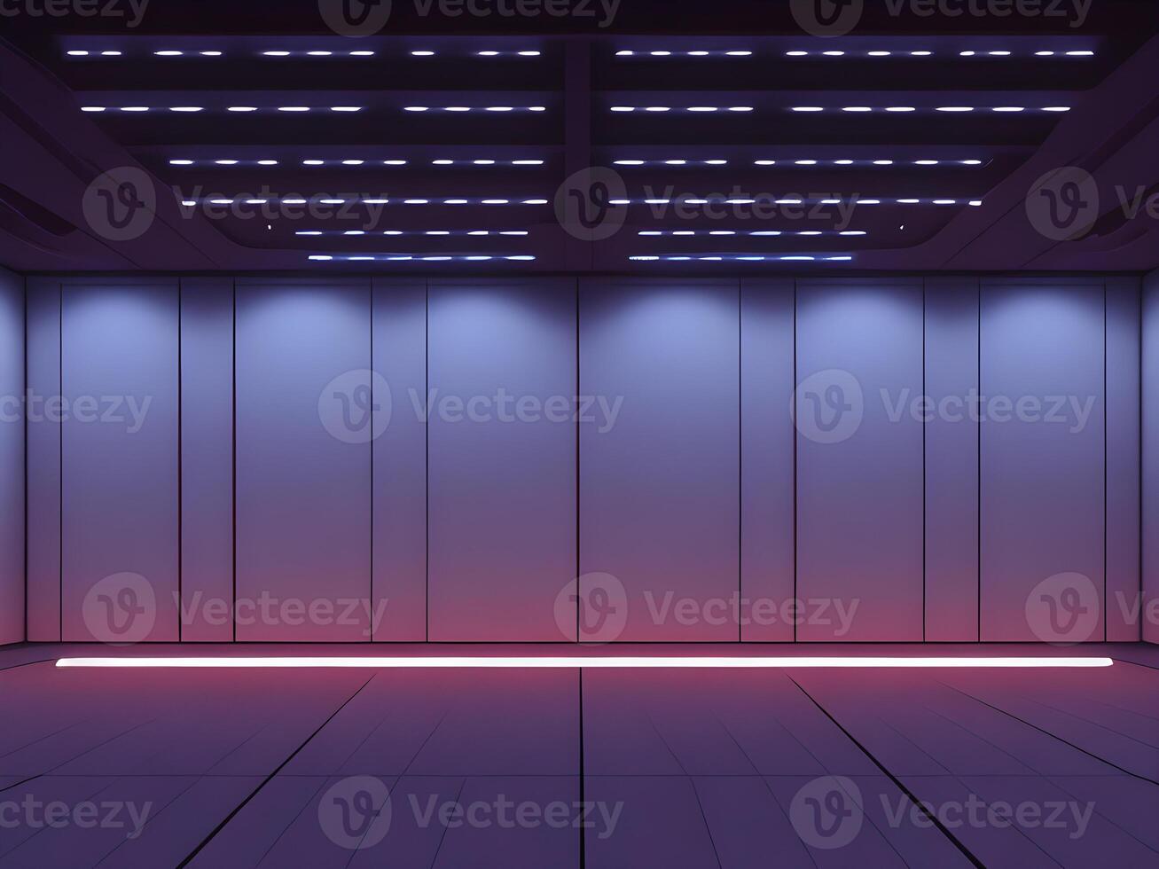 Empty dark futuristic Sci Fi hall room or studio. photo