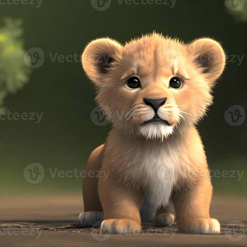 Cute tiny little lion cub , photo