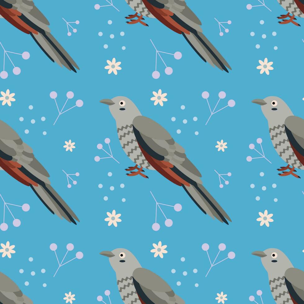 Pattern with cuckoo bird. vector