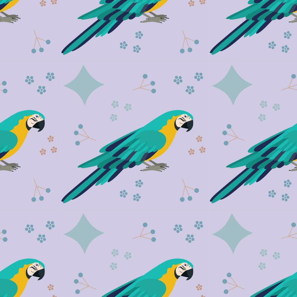 Pattern with parrot bird. vector