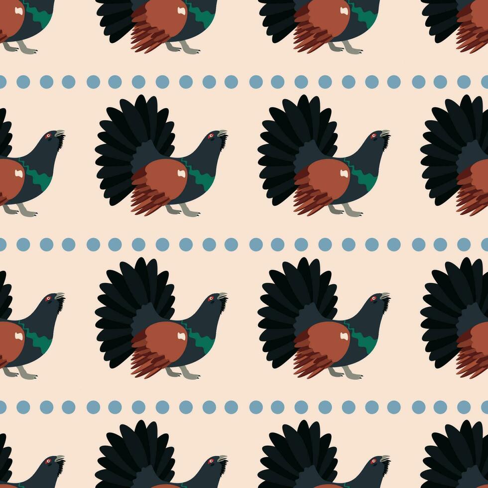 Pattern with capercaillie bird. vector