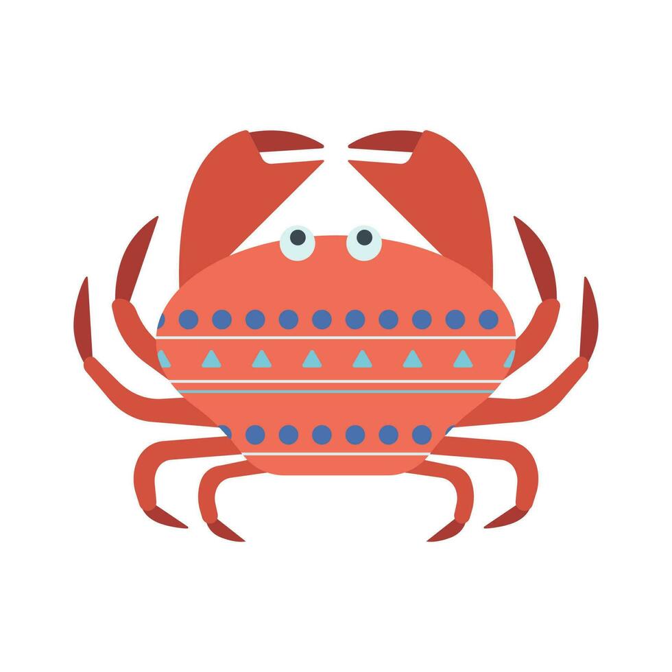 Crab, sea animal. An inhabitant of the sea world, a cute underwater creature. vector