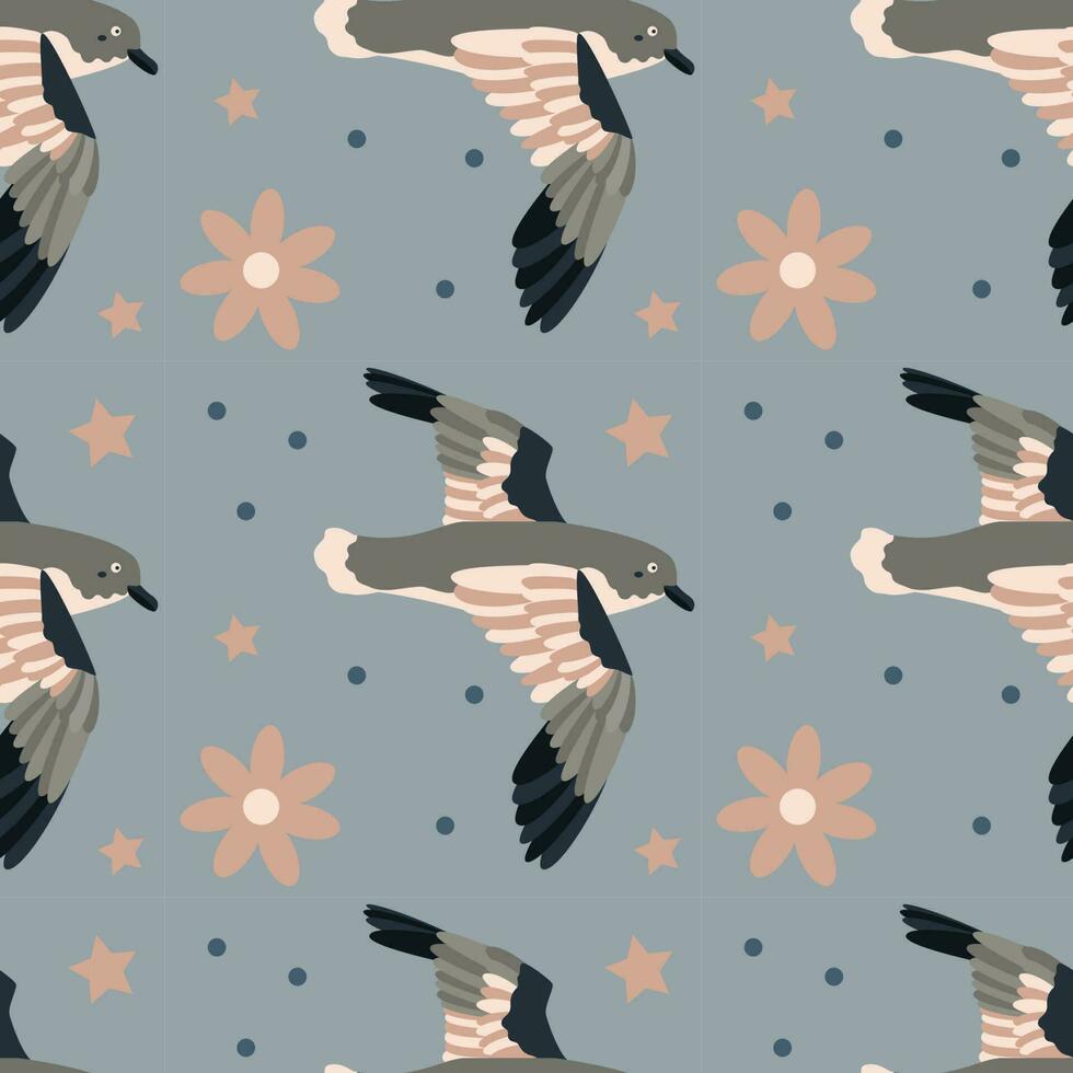 Pattern with petrel bird. vector