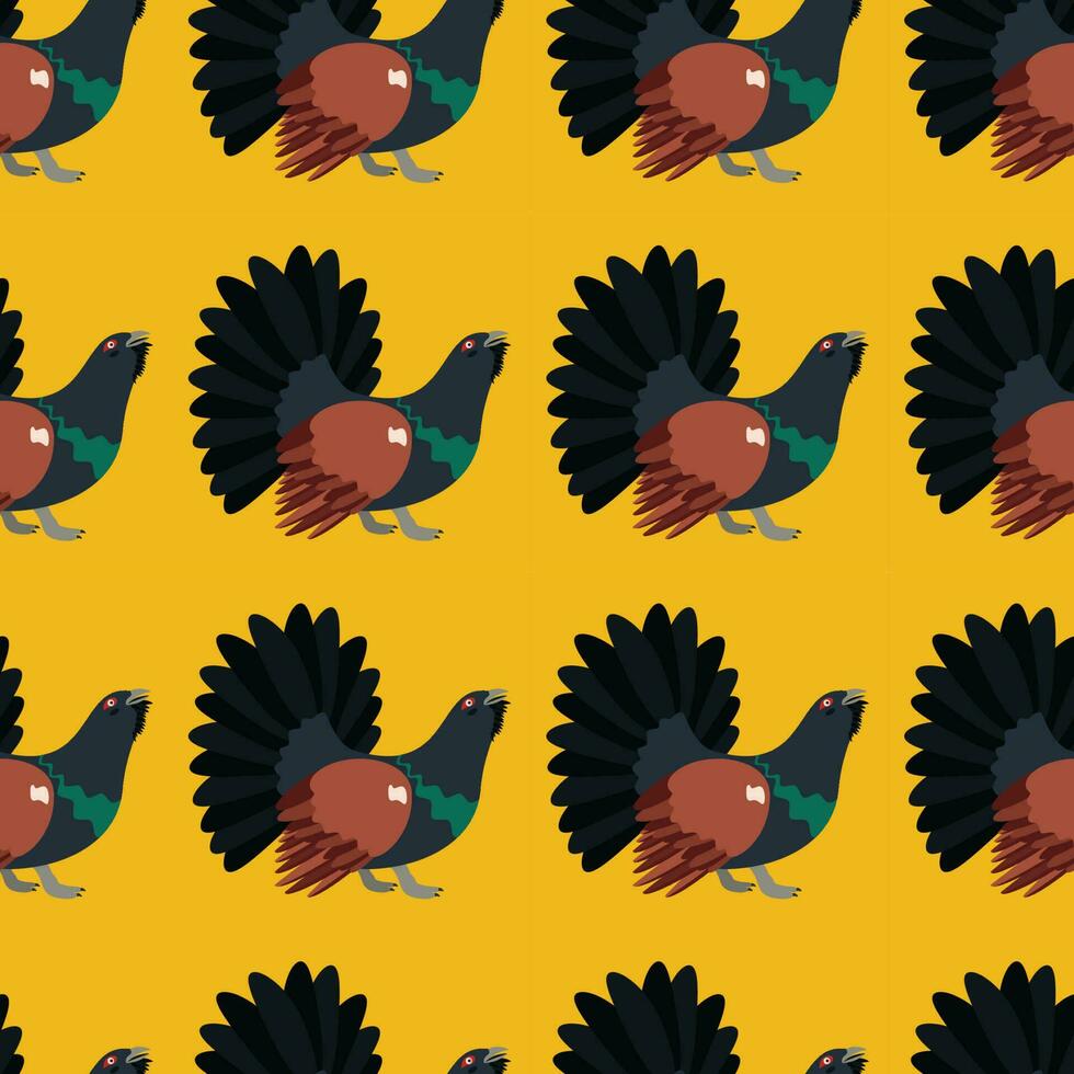 Pattern with capercaillie bird. vector