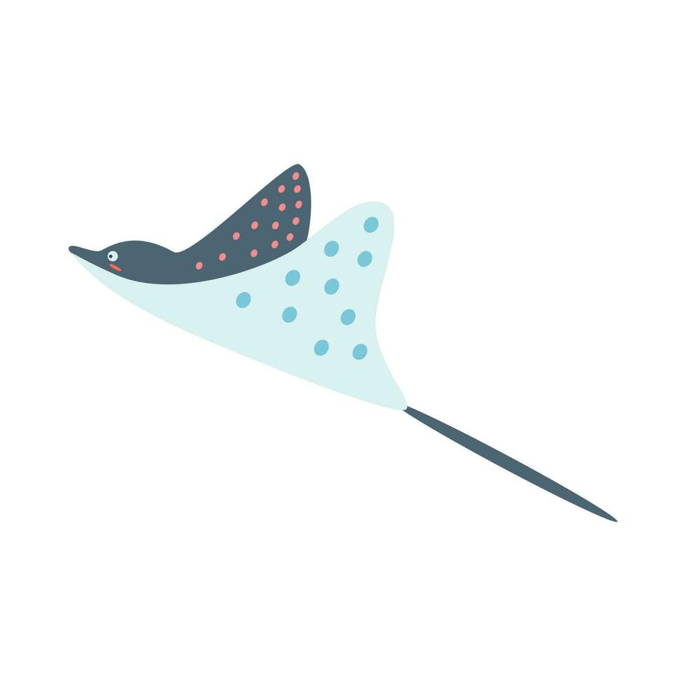 Stingray, sea animal. An inhabitant of the sea world, a cute underwater creature. vector