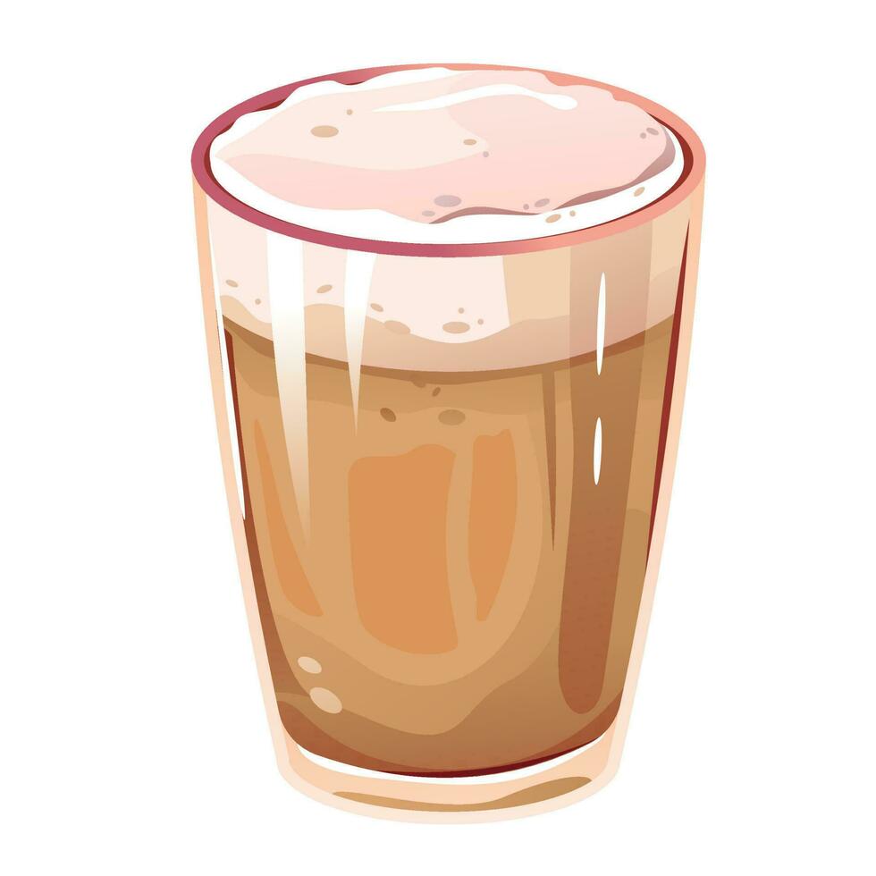 A cup of latte. A cup of coffee. Cartoon vector illustration isolated on a white background.