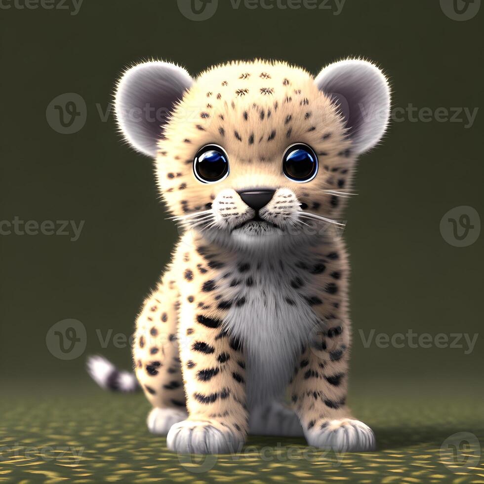 linda minúsculo pequeño leopardo cachorro , generativo ai foto