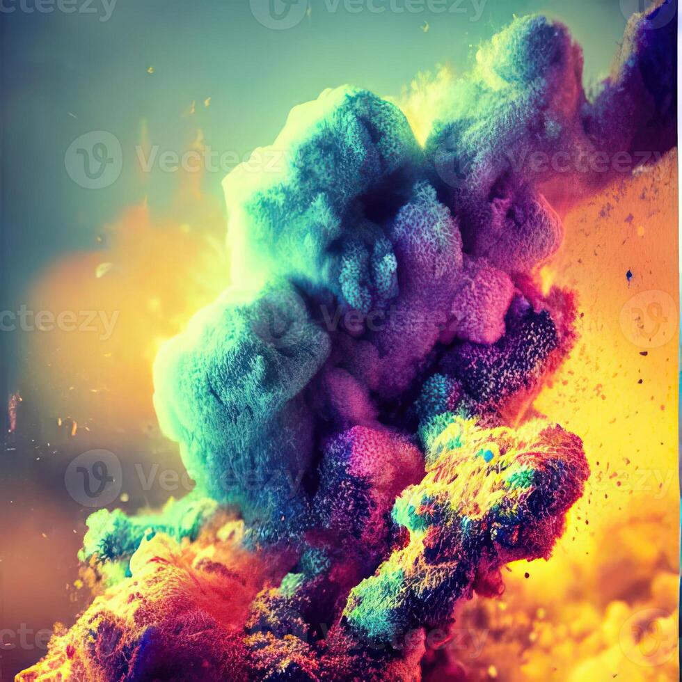 Colorful powder explosion effect. photo