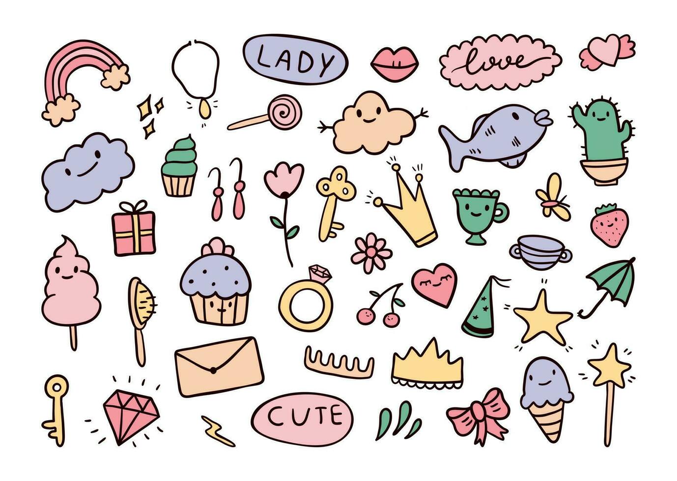 Cute Sticker Set Vector Hd PNG Images, Cute Stickers Set Mexico, Stickers,  Stickers Set, Cute PNG Image For Free Download